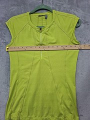 Athleta Intrepid Cap Sleeve Front Zip Top S Lime Green Sun Shield UPF 50
