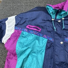 Vintage Andy Johns Jacket Mens Medium Colorblock Windbreaker Nylon Retro 90s
