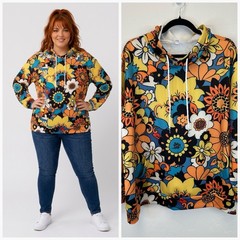 Flower Retro Hoodie Size 2X Sweatshirt Pullover Retro Boho Hippie Festival
