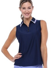 NWT BELYN KEY Navy Katherine Plaid Birdie Sleeveless Golf Shirt XS S M L XL XXL