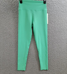 AQUA Athletic Scalloped Hem Leggings Women’s S Winter Green Elastic Waist PullOn