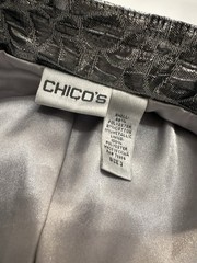 Chico’s Women’s Silver Metallic Stone Print Full Zip L/S Jacket Sz 3 XL (337)