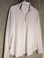 GG Blue Luxe Sport Long Sleeve Shirt Womens Size XL White Stars Zip Pullover Top
