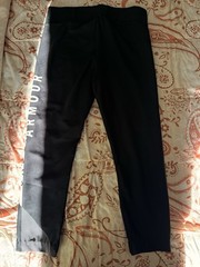 Under Armour Women’s Colorblock Leggings L Black/Whit Pull-On Stretch 28″