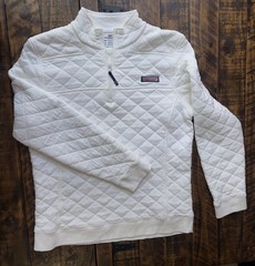 Vineyard Vines White Quilted 1/4 Zip Mock Neck Pullover Sweatshirt M