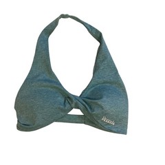 DFYNE Hannah Pearson Halter Neck Twist Sports Bra Teal Marl Activewear Top