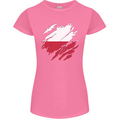 Torn Poland Flag Polish Day Football Womens Petite Cut T-Shirt