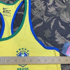 Women’s Nike Yellow Brazil Brasil Soccer Crest Tank Top Size Large New