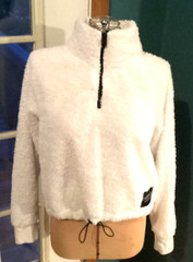Calvin Klein Performance Small White Fuzzy 1/4 Zip High Neck Sweathshirt