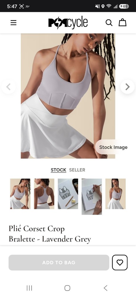 POPFLEX Plié Corset Crop Bralette in Lavender Grey