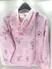 Disney Mickey Mouse Hoodie Sweatshirt Women Large Pink AOP Full Zip Fleece NWT