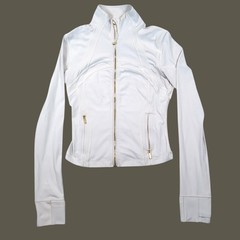 Lululemon Define Cropped Jacket Womens 6 Bone Gold Nulu Full Zip Yoga Athletic