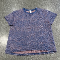 LULULEMON Train To Be Short Sleeve Shirt Ripple Wave Mineral Blue Orange size 8