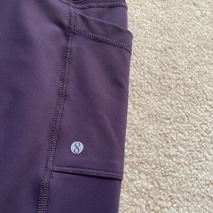 Layer 8 Leggings Womens XS Purple Qwick Dry Pockets Ribbed Activewear Workout