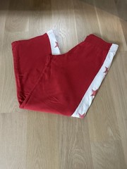 Lauren Moshi Tawny Stars Red White Wide-Leg Cotton Modal Track Pants M $163
