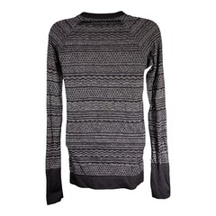 Lululemon Top 6 Womens Gray, Black Rest Less Pullover Any Nylon Shirt Breathable