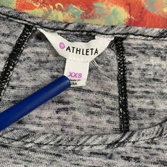 Athleta Womens XXS Gray Black Cap Sleeve Tee Asymmetric Hem Side Tie Rayon Blend