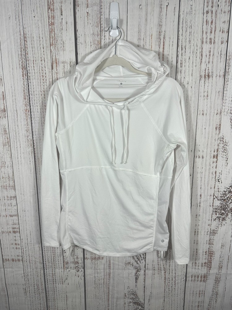 Layer 8 Hoodie Women’s Sz XS Pullover Drawstring Athletic White B5 #0036