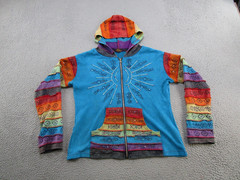 Rising International Full Zip Hoodie Sweatshirt Boho Chic Hippie Size L Read