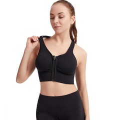 Women Zip Front Sports Bra Wireless Post-Surgery Bra Active Yoga Fitness Bras
