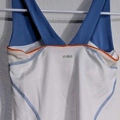 Adidas Women White Blue Orange ATS Performance Tank Top Built-in Bra XS NEW