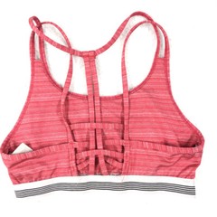 Sports Bra Women Medium Red White Striped Multi Straps Active Yoga Gym