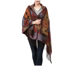 eUty by Glitzhome Wear It Your Way Aztek Poncho Cardi Hoodie One Size Fits Most