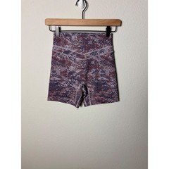 Vitality Womens High Rise Abstract Camo Pulse Biker Shorts Purple Size Small