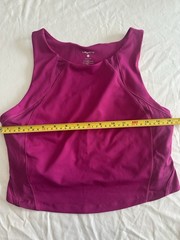 Layer 8 Women L Magenta Purple High Neck Crop Tank Top w/Built In Shelf Bra. 30