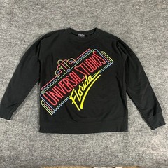 Universal Studios Sweatshirt Womens Small Black Neon Florida Retro Pullover Crew