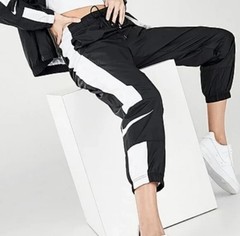 Nike Womens Woven Mid Rise Joggers Track Pants Black White Colorblock Size M NWT