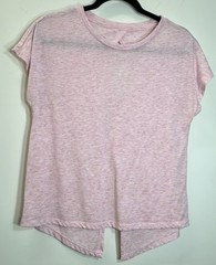 Cascade Sport Top Womens SM Pink Metallic Keyhole Tee Speckled Split Back Casual