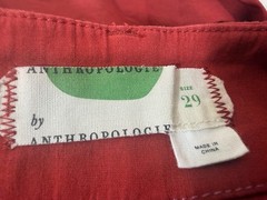 Anthropologie Wide Leg Crop Pants Womens 29 Red Linen Blend Coastal Boho Chic