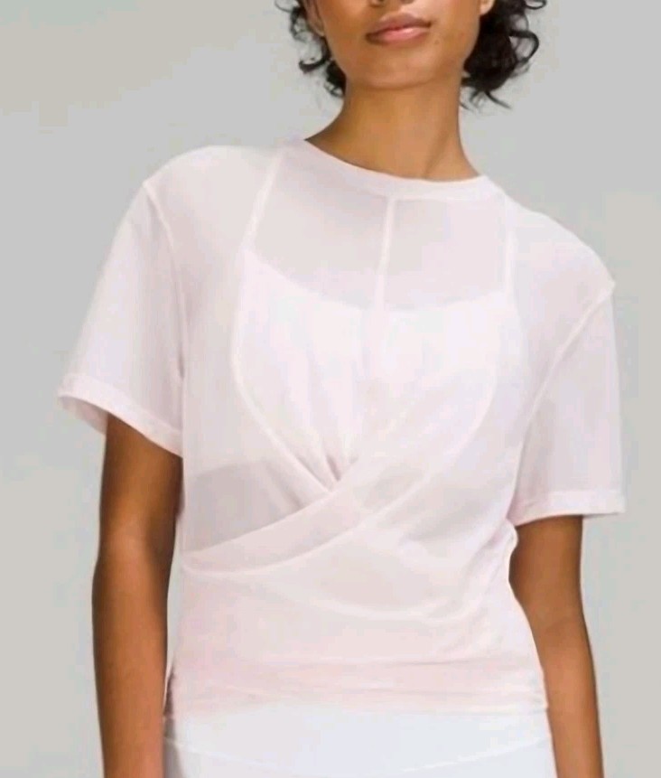 Lululemon Lightweight Mesh Sheer Reversible Yoga T-Shirt In Pink! Size 8