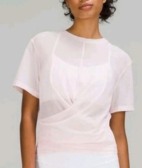 Lululemon Lightweight Mesh Sheer Reversible Yoga T-Shirt In Pink! Size 8