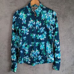 Tommy Bahama Active Floral Zip Front Jacket Sz Small Teal Women Golf Casual
