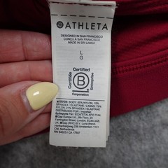 Athleta Sports Bra Women Large Red Exhale Ribbed Square Neck Yoga Workout Run