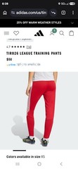 adidas Tiro26 League Women’s Track Pants XS Red/White Pull On Elastic Waist