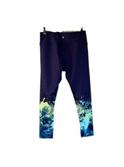 Layer 8 Women’s Medium Navy Blue Splash Print High Rise Athletic Leggings Artsy