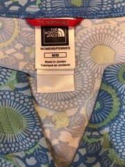 The North Face Cap Sleeve Activewear Blue & Lime Green Stretch Comfort Top Sz M
