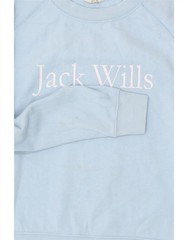 JACK WILLS Womens Oversized Graphic Sweatshirt Jumper UK 6 XS Blue Cotton BJ28