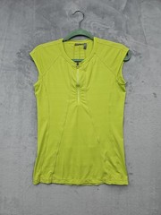 Athleta Intrepid Cap Sleeve Front Zip Top S Lime Green Sun Shield UPF 50