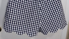 Crown & Ivy Gingham Scalloped Hem Skort Navy Blue White Plaid Women’s Size 6