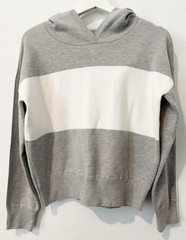 Athleta Embark Striped Knit Pullover Sweater Hoodie Boxy Casual Loungewear Small