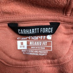 Carhartt Hoodie Womens M 8-10 Orange Force Pullover Logo Kangaroo Pocket