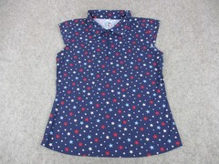 IBKUL Polo Womens 2XL XXL Blue Red Patriotic Stars UV Protection Sleeveless
