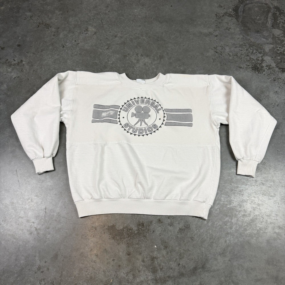 Vintage Universal Studios Sweatshirt Womens Medium Gray Distressed Flaws Preowne