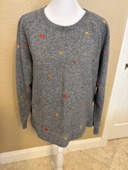 Loft Lou And Grey Weathered Gray Sweatshirt With Embroidered Emojis, Large