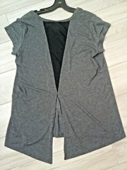 Champion Women Solid Heather Black Scoop Neck Cap Sleeve Hi-Lo T-Top Size L