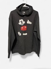 Disney Mickey Mouse Women’s L Gray Pullover Fleece Hoodie Graphic Pocket